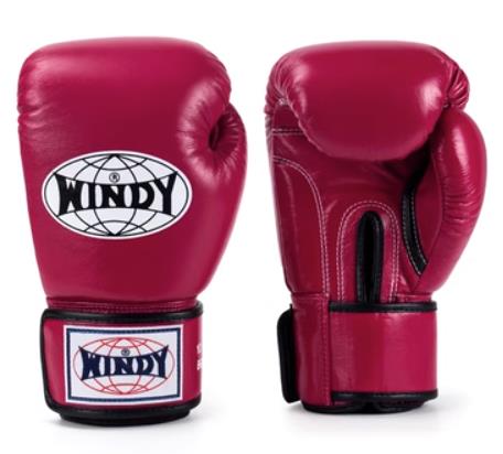 Windy BGVH Classic MUAY THAI BOXING GLOVES Cowhide Leather Kids 6 oz Dark pink