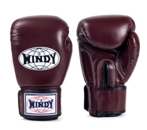 Windy BGVH Classic MUAY THAI BOXING GLOVES Cowhide Leather 8-16 oz Dark Red