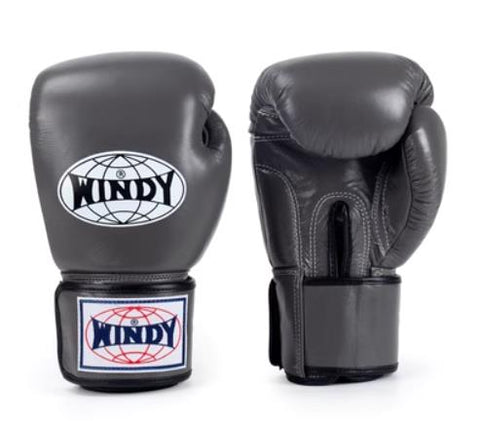 Windy BGVH Classic MUAY THAI BOXING GLOVES Cowhide Leather Kids 6 oz Grey