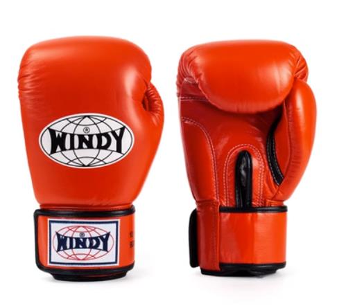 Windy Boxing Gloves – Orange Leather – 100% Authentic Thai Gear – For Training & Sparring – 10oz–16oz