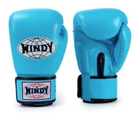 Windy BGVH Classic MUAY THAI BOXING GLOVES Cowhide Leather 8-16 oz Sky Blue