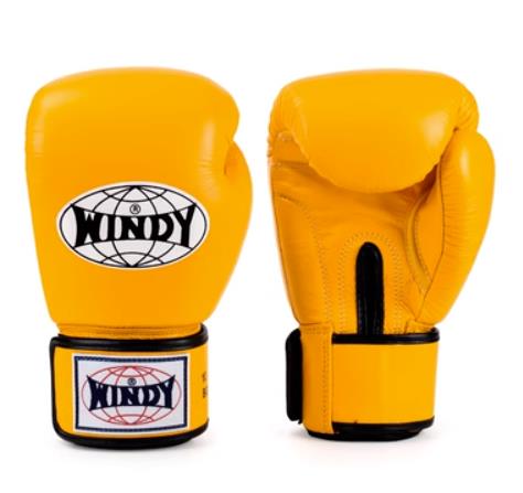 Windy BGVH Classic MUAY THAI BOXING GLOVES Cowhide Leather 8-16 oz Yellow