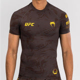 UFC Fusion by Venum Fight Week Men's Performance Short Sleeve Rashguard M-XL Earthen Brown
