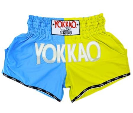 YOKKAO DOUBLE IMPACT CARBONFIT MUAY THAI MMA BOXING SHORTS S-XXL BLUE YELLOW