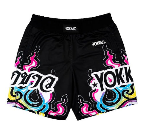 YOKKAO FLAMES WORK OUT SHORTS M-L Black