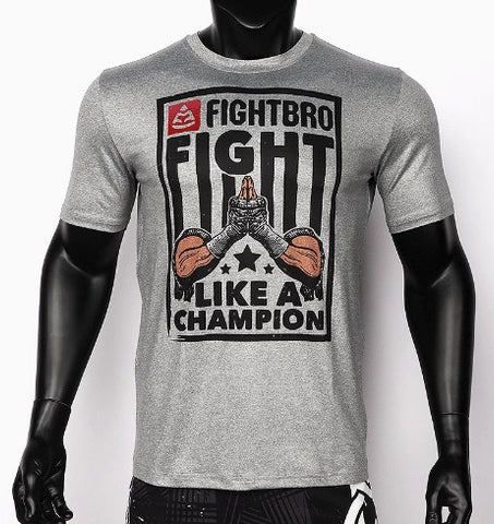 FIGHTBRO FBT002 Muay Thai Boxing T-Shirt SIZE S-2XL GREY
