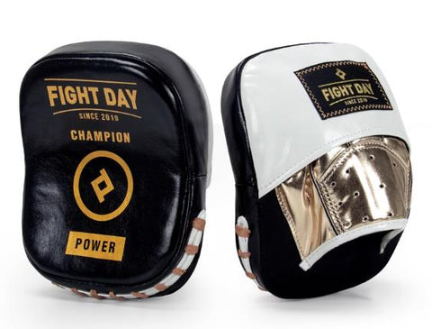 FIGHT DAY FFM2 MUAY THAI BOXING MMA PUNCHING FOCUS MITTS PADS BLACK GOLD