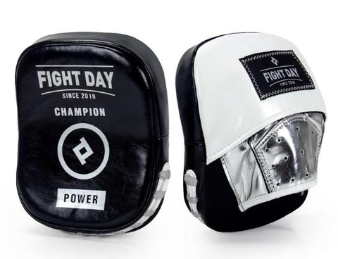 FIGHT DAY FFM2 MUAY THAI BOXING MMA PUNCHING FOCUS MITTS PADS BLACK SILVER