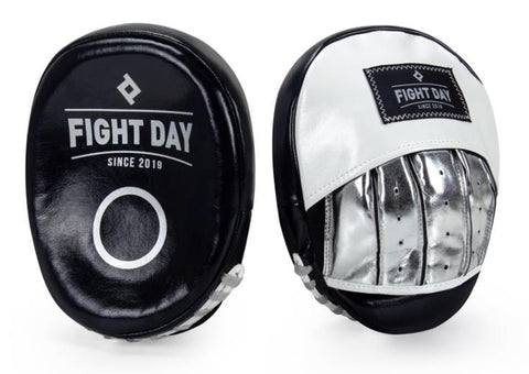 FIGHT DAY FFM3 MUAY THAI BOXING MMA PUNCHING FOCUS MITTS PADS BLACK SILVER