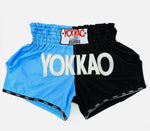 YOKKAO DOUBLE IMPACT CARBONFIT MUAY THAI MMA BOXING SHORTS S-XXL BLUE BLACK