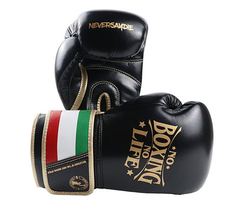 No Boxing No Life Never Say Die BOXING GLOVES Extra Thick Microfiber 8-16 oz Black