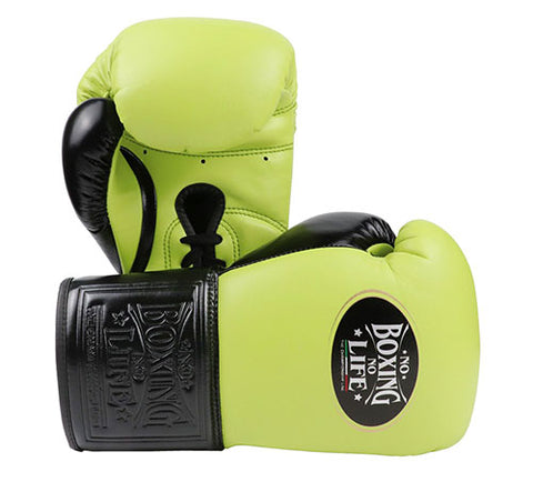 No Boxing No Life BOXING GLOVES SEEK DESTROY Lace Up Extra Thick Microfiber 8-16 oz Green Black