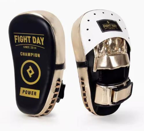 FIGHT DAY FKP3 MUAY THAI BOXING MMA PUNCHING LONG FOCUS MITTS PADS Black Gold