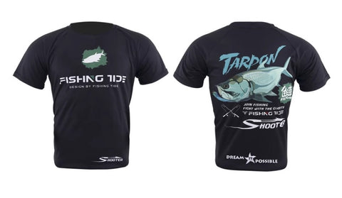 Outdoor Fishing Quick Dry Anti UV T-Shirt Tarpon FT002 Size M-4XL Black