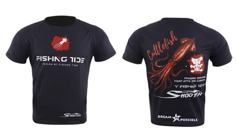 Outdoor Fishing Quick Dry Anti UV T-Shirt Cuttlefish FT003 Size M-4XL Black