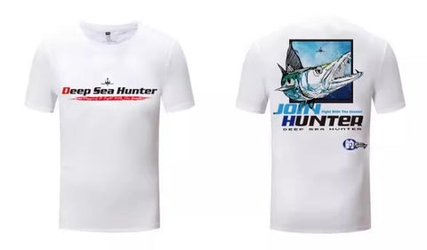 Outdoor Fishing Quick Dry Anti UV T-Shirt Barracuda FT005 Size M-4XL White