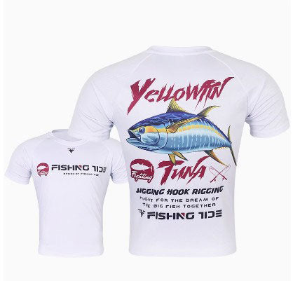 Outdoor Fishing Quick Dry Anti UV T-Shirt Yellowfin Tuna FT011 Size M-4XL White