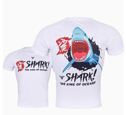 Outdoor Fishing Quick Dry Anti UV T-Shirt Shark FT012 Size M-4XL White