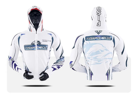 Outdoor Fishing Quick Dry Anti UV Hoodie Jacket Ice Silk FT019 Size S-4XL Blue white