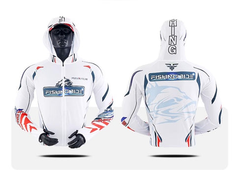Outdoor Fishing Quick Dry Anti UV Hoodie Jacket Ice Silk FT019 Size S-4XL Red White