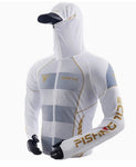Outdoor Fishing Quick Dry Anti UV Hoodie Jacket Ice Silk FT022 Size S-4XL White Gold