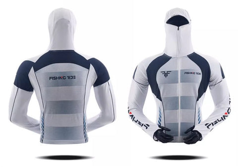 Outdoor Fishing Quick Dry Anti UV Hoodie Jacket Ice Silk FT022 Size S-4XL Black White