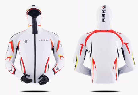 Outdoor Fishing Quick Dry Anti UV Hoodie Jacket Ice Silk FT023 Size S-4XL White
