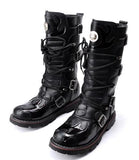 Motorcycle Biker Rock Punk Gothic Style Boots Cow Boy Boots FWMB002 Black Size 38-44