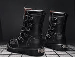 Motorcycle Biker Rock Punk Gothic Style Boots Cow Boy Boots FWMB007 Black Size 39-46