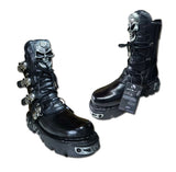 Motorrad Biker Rock Punk Gothic Style Stiefel FWMB008D Rindsleder Schwarz Gr. 38-50 