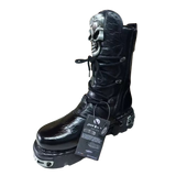 Motorrad Biker Rock Punk Gothic Style Stiefel FWMB008D Rindsleder Schwarz Gr. 38-50 