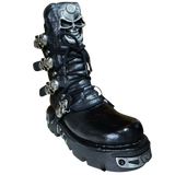 Motorrad Biker Rock Punk Gothic Style Stiefel FWMB008D Rindsleder Schwarz Gr. 38-50 
