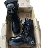 Motorrad Biker Rock Punk Gothic Style Stiefel FWMB008D Rindsleder Schwarz Gr. 38-50 