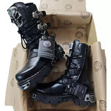Motorrad Biker Rock Punk Gothic Style Stiefel FWMB008D Rindsleder Schwarz Gr. 38-50 