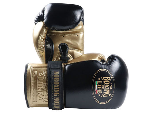 No Boxing No Life BOXING GLOVES SEEK DESTORY Lace Up Extra Thick Microfiber  8-16 oz Black Gold