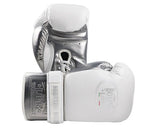 No Boxing No Life BOXING GLOVES SEEK DESTROY Lace Up Extra Thick Microfiber 8-16 oz White Silver