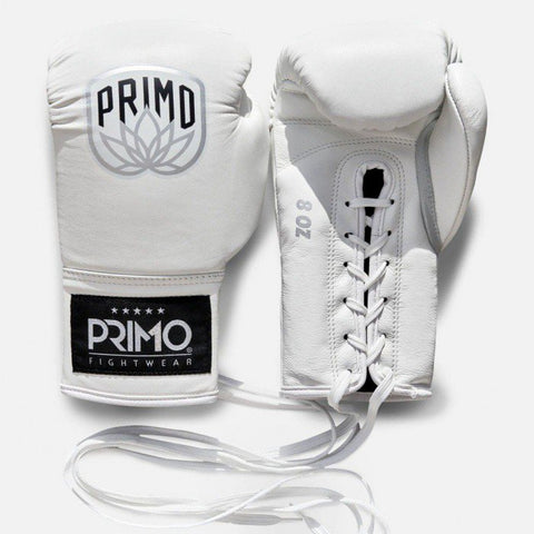 Primo Pro Boxhandschuhe zum Schnüren, 12 oz, Weiß 