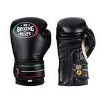 No Boxing No Life Golden Boy Boxing Gloves Junior Extra Thick PU Leather 2-6 oz Black