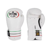 No Boxing No Life Golden Boy Boxing Gloves Junior Extra Thick PU Leather 2-6 oz White