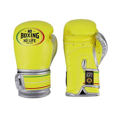 No Boxing No Life Golden Boy Boxing Gloves Junior Extra Thick PU Leather 2-6 oz Yellow