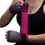 HAYABUSA MUAY THAI BOXING QUICK GEL GLOVES HANDWRAPS XS-XL Grey Pink