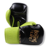 No Boxing No Life BOXING GLOVES HIT AND NOT GET HIT Microfiber 16-18 oz BLACK GREEN