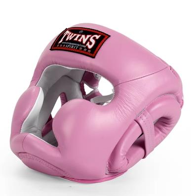 TWINS SPIRIT FULL FACE HGL-3 MUAY THAI BOXING MMA SPARRING HEADGEAR HEAD GUARD PROTECTOR LEATHER S-XL PINK