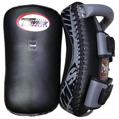 TWINS SPECIAL KPL-10 MUAY THAI BOXING MMA KICK PADS Leather Black Grey