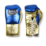 No Boxing No Life Hechc En Mexico Boxing Gloves Lace Up Cowhide Leather 8-16 oz Blue Gold