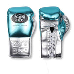 No Boxing No Life Hechc En Mexico Boxing Gloves Lace Up Cowhide Leather 8-16 oz Sky Blue Sliver