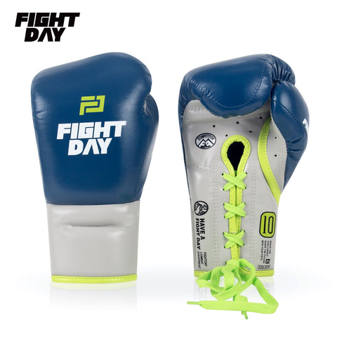 FIGHTDAY SGL6 Professioneller Wettkampf-Boxhandschuh für Muay Thai, zum Schnüren, Mikrofaser, 227–403 g, Dunkelblau