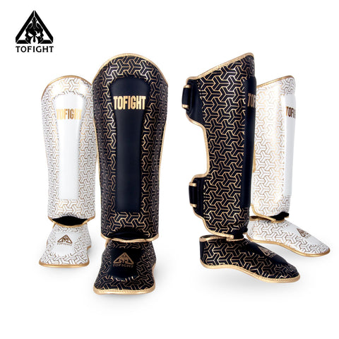 TOFIGHT MUAY THAI BOXEN MMA SPARRING SCHIENBEINSCHÜTZER GRÖSSE M/L Weiß 