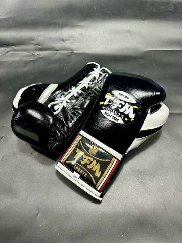 TFM RL5 HANDMADE PROFESSIONAL BOXING GLOVES 8 oz Black White