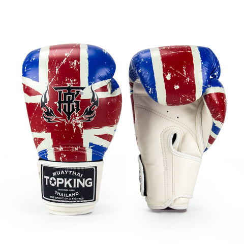 Top King TKBGFV UK Flag MUAY THAI BOXING GLOVES Cowhide Leather 8-16 oz